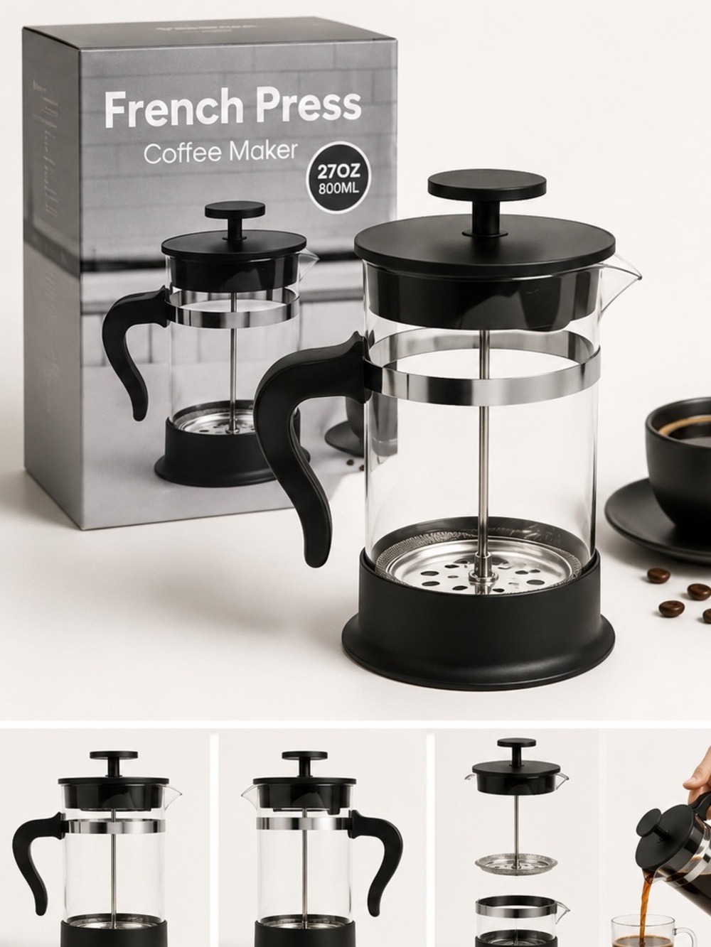 French press Classic Black French Press Coffee Maker - 27oz NEW IN BOX